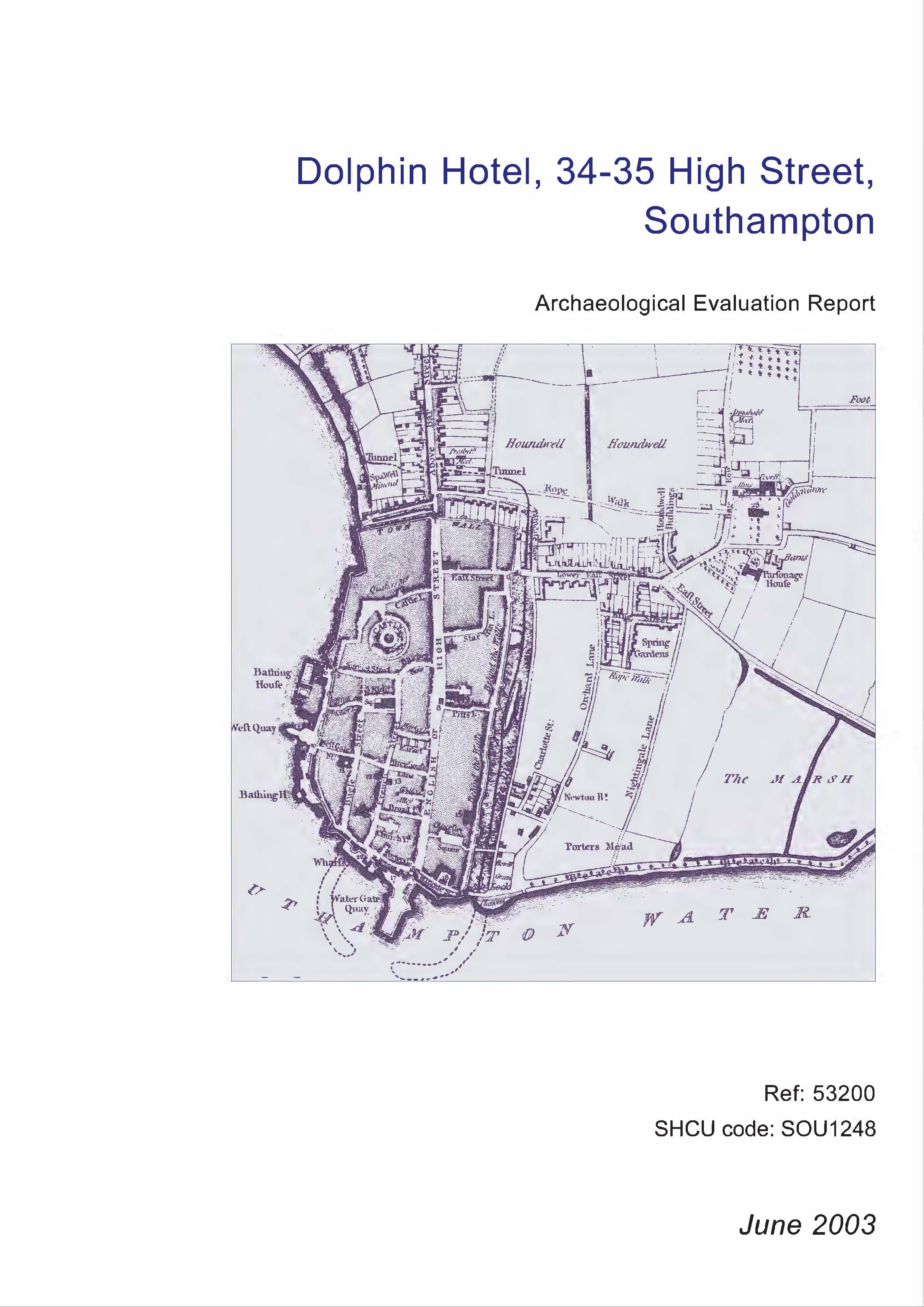 Thumbnail representing Dolphin Hotel, 34-35 High Street, Southampton - Archaeological Evaluation Report