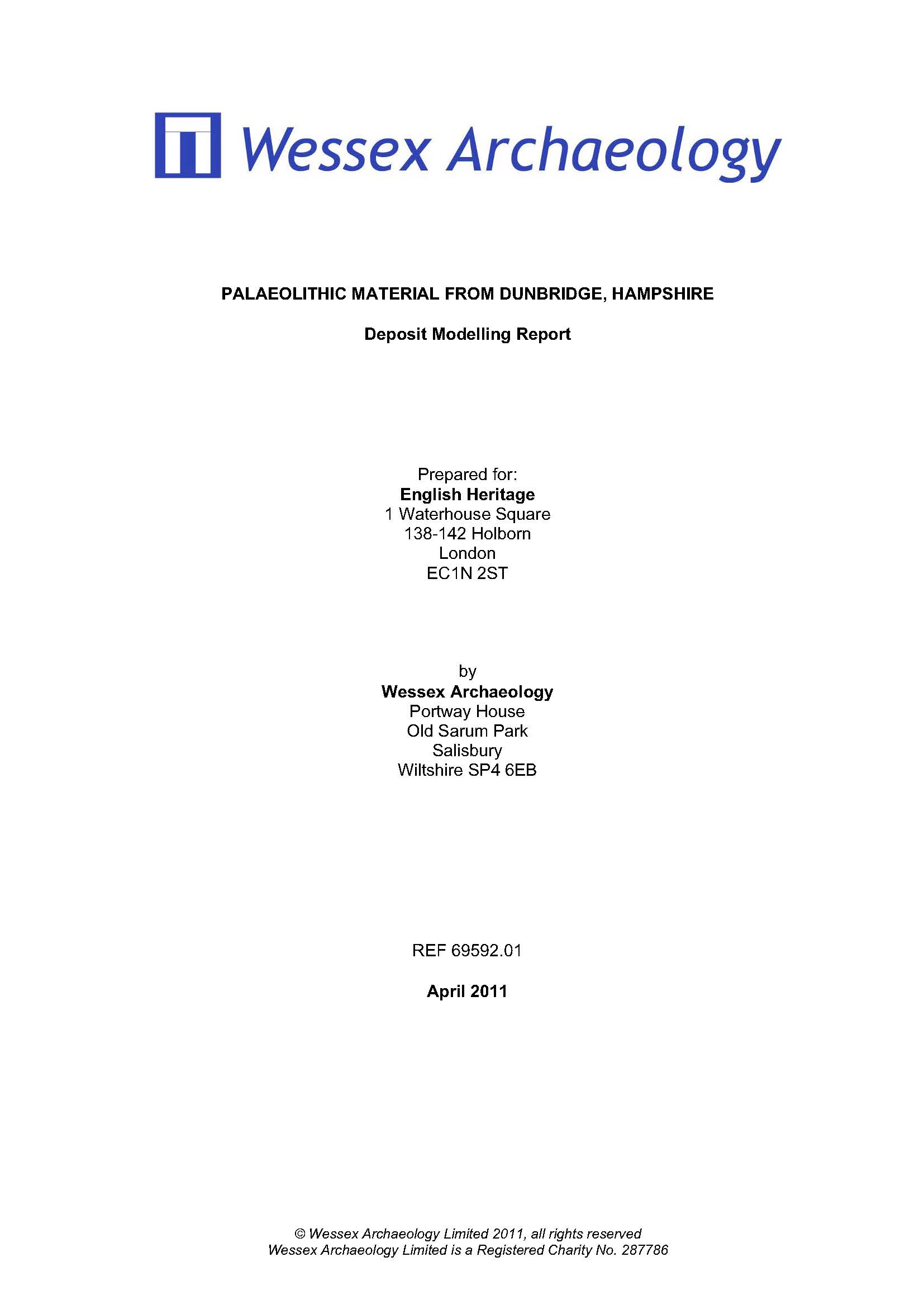 Thumbnail representing Palaeolithic Material from Dunbridge, Hampshire - Deposit Modelling Report