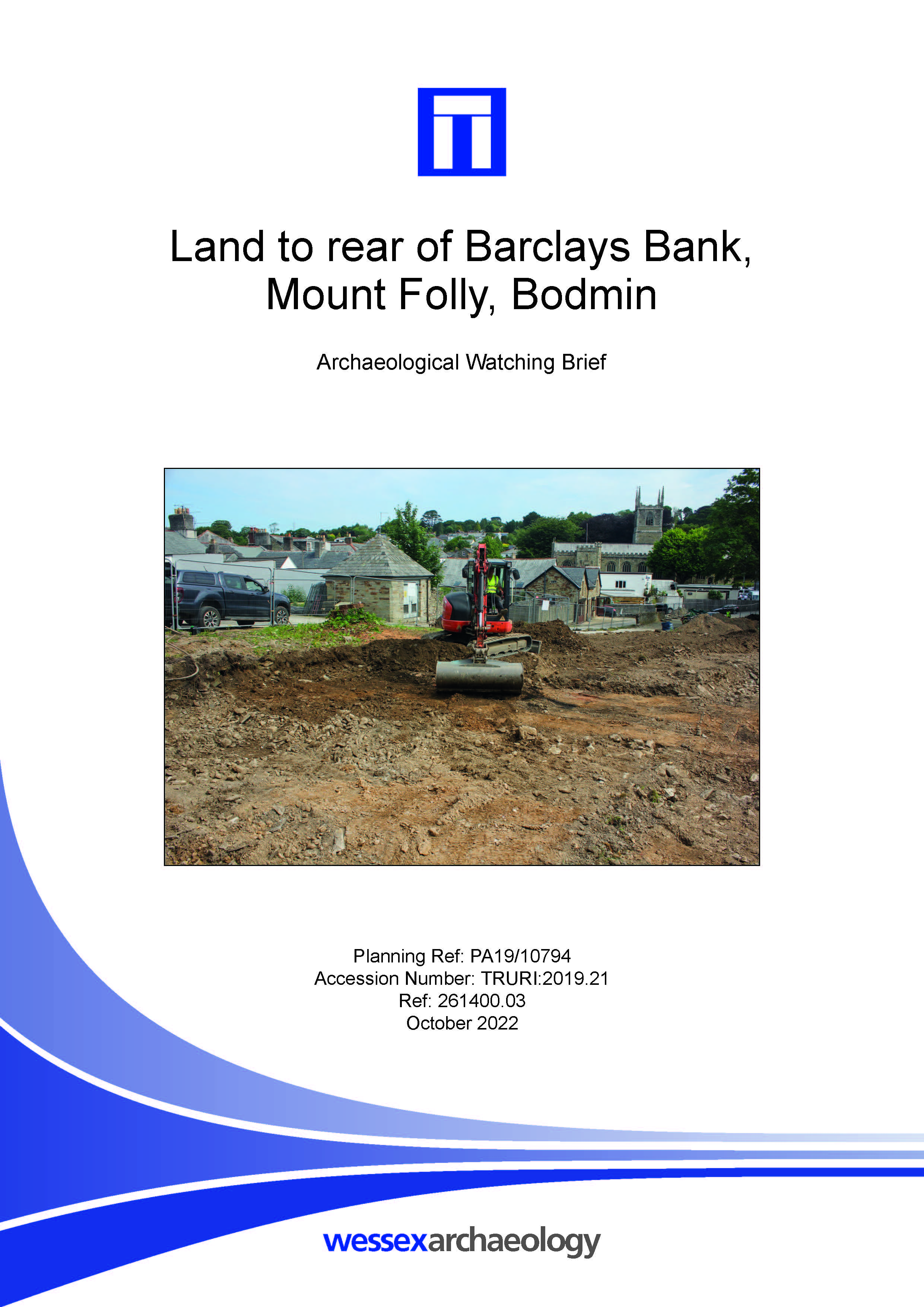 Thumbnail representing Land to rear of Barclays Bank, Mount Folly, Bodmin - Archaeological Watching Brief