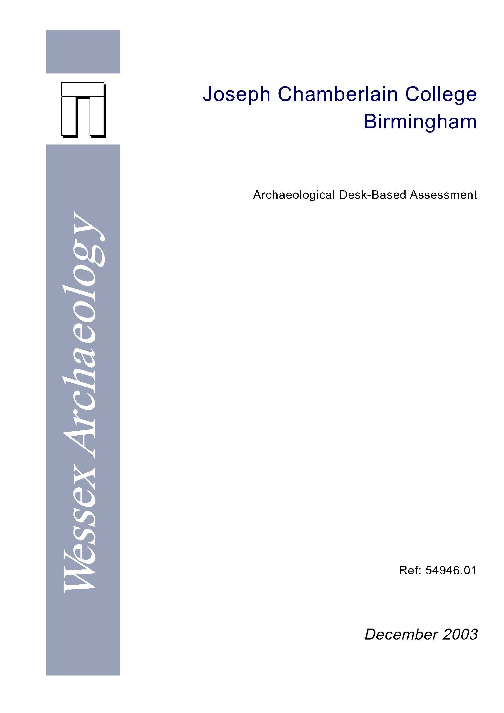 Thumbnail representing Joseph Chamberlain College Birmingham - Archaeological Desk-Based Assessment