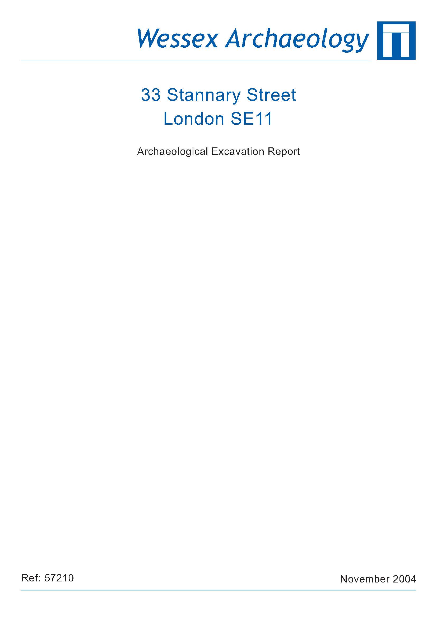 Thumbnail representing 33 Stannary Street, London SE11 - Archaeological Excavation Report
