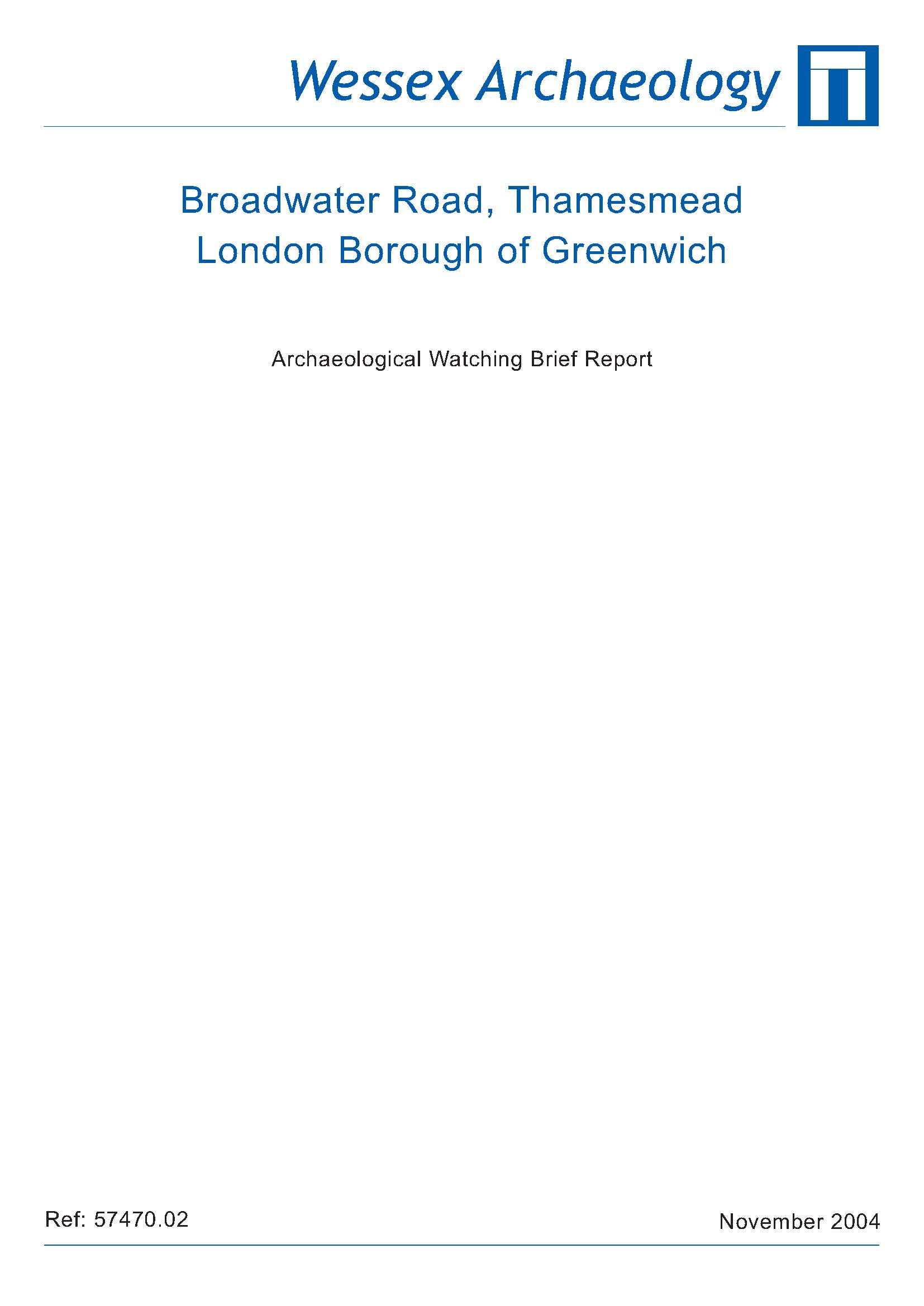 Thumbnail representing Broadwater Road, Thamesmead, London Borough of Greenwich - Archaeological Watching Brief Report