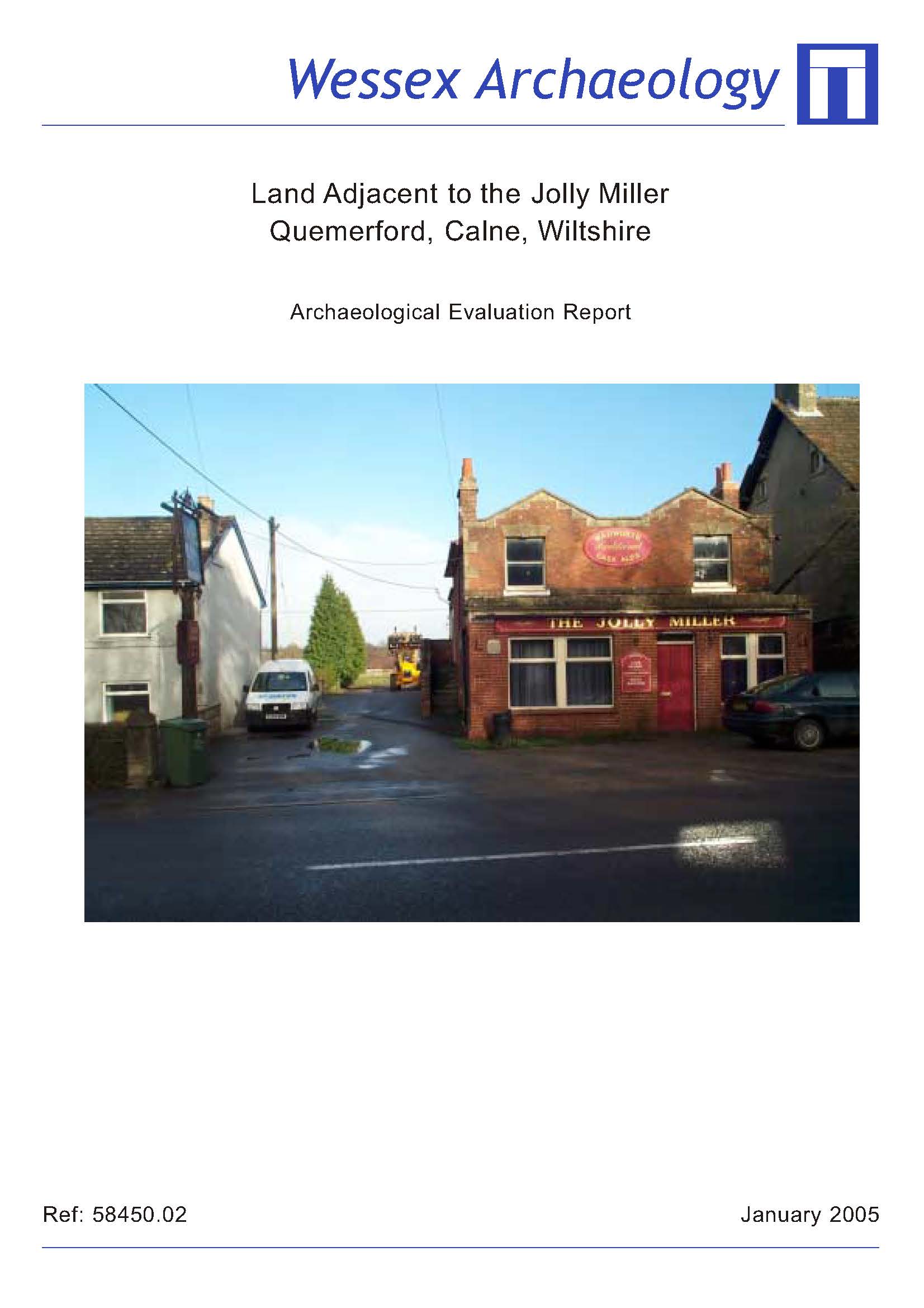 Thumbnail representing Land adjacent to the Jolly Miller, Quemerford, Calne, Wiltshire - Archaeological Evaluation Report