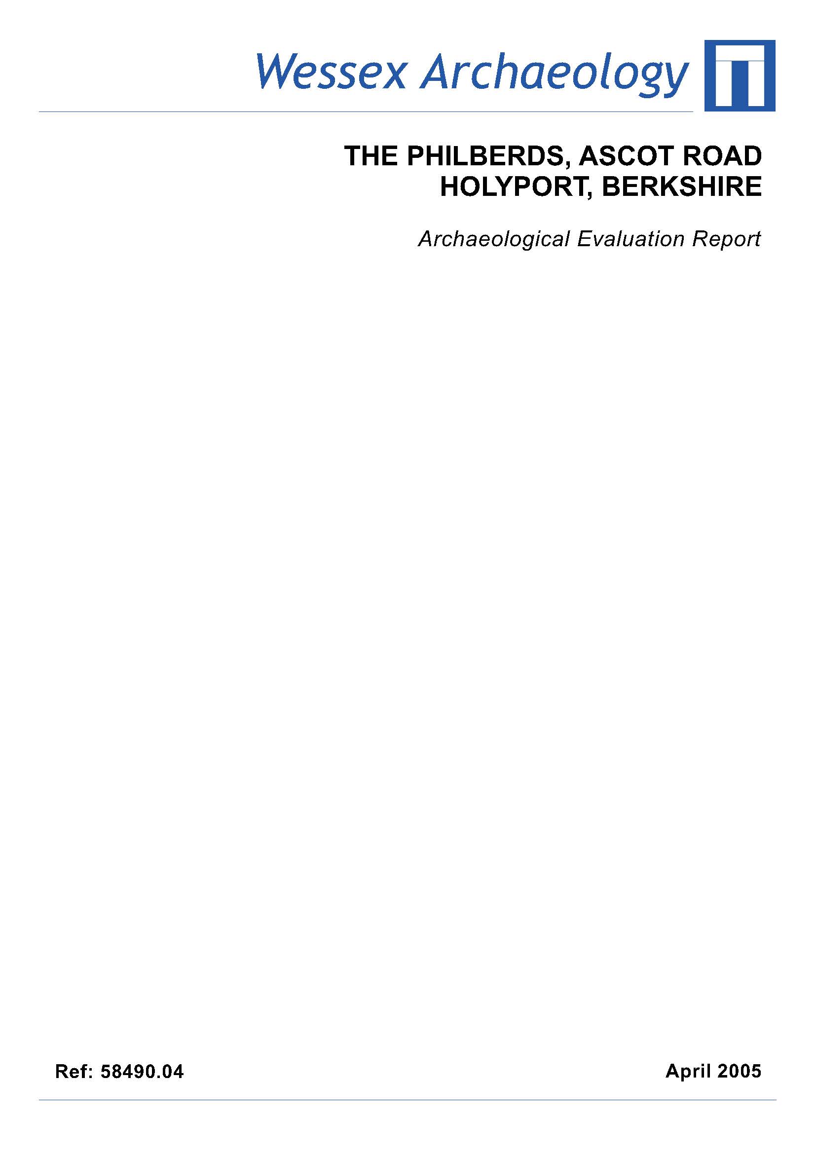 Thumbnail representing The Philberds, Ascot Road, Holyport, Berkshire - Archaeological Evaluation Report