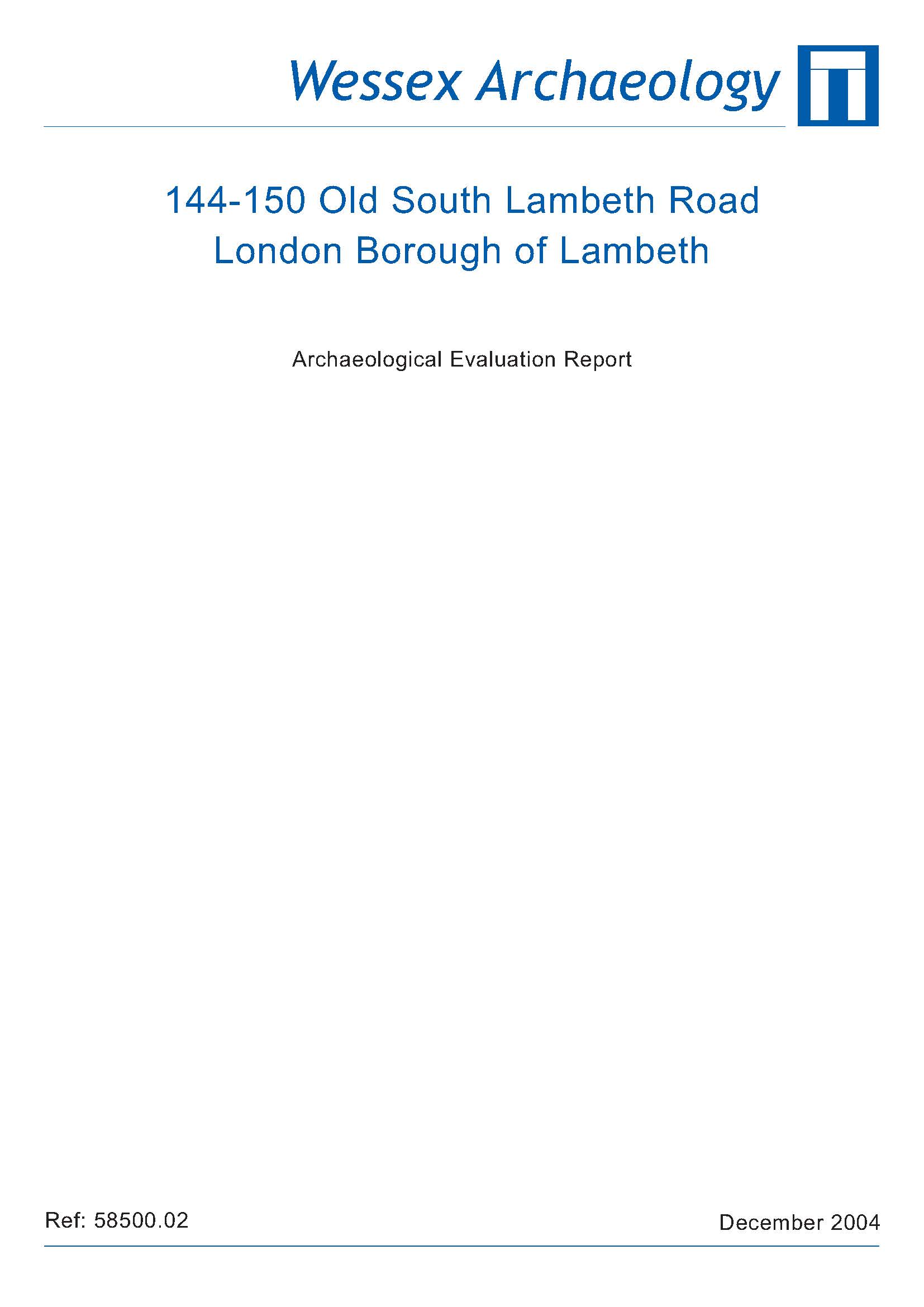 Thumbnail representing 144-150 Old South Lambeth Road, London Borough of Lambeth - Archaeological Evaluation Report